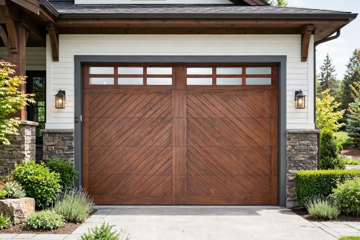 Solid Wood Clad Aluminum Carriage House Garage Doors